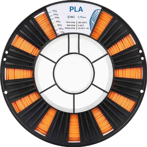 PLA пластик REC оранжевый для 3D принтера для печати декоративных и функциональных моделей 1,75 мм 0,75 кг
