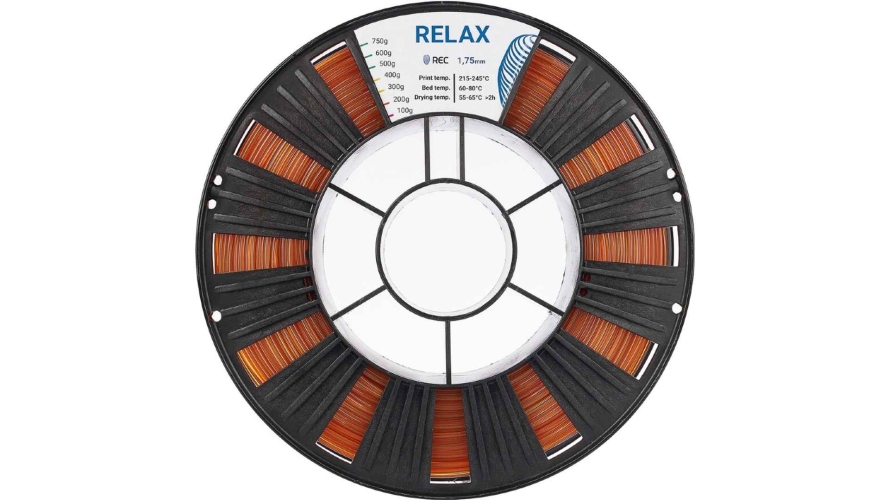 PETG пластик REC Relax прозрачный янтарный 1,75 мм 0,75 кг