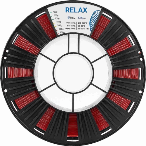 PETG пластик REC Relax прозрачный красный 1,75 мм 0,75 кг