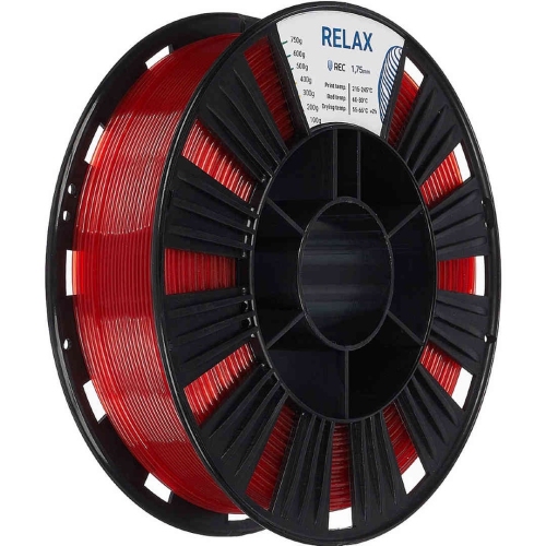 PETG пластик REC Relax прозрачный красный 1,75 мм 0,75 кг