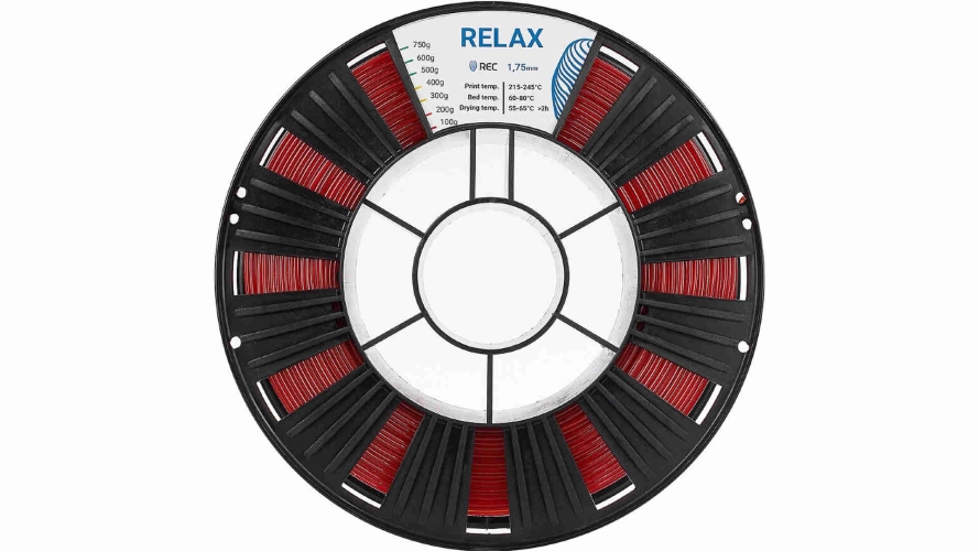 PETG пластик REC Relax прозрачный красный 1,75 мм 0,75 кг