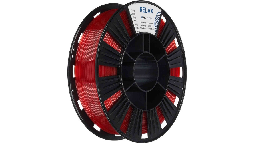 PETG пластик REC Relax прозрачный красный 1,75 мм 0,75 кг