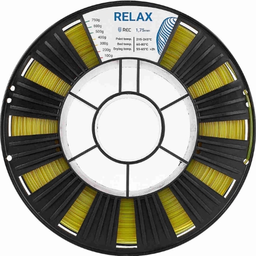PETG пластик REC Relax прозрачный желтый 1,75 мм 0,75 кг