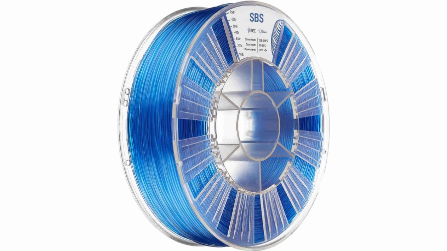 SBS пластик REC прозрачный синий 1,75 мм 0,75 кг