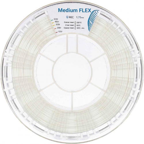 TPU A80 пластик REC Medium Flex белый 1,75 мм 0,5 кг
