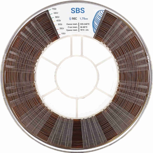 SBS пластик REC прозрачный коричневый 1,75 мм 0,75 кг