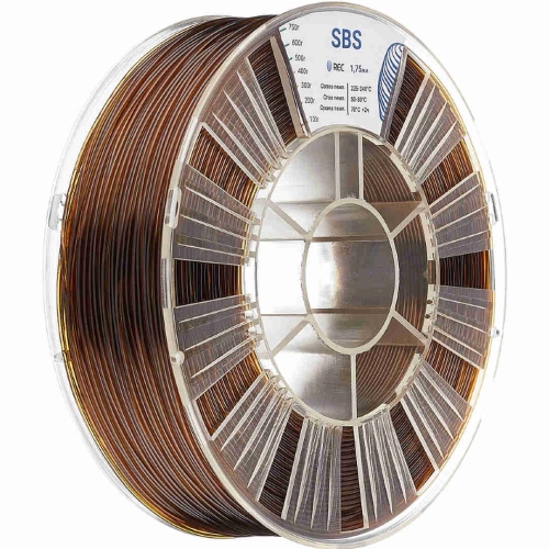 SBS пластик REC прозрачный коричневый 1,75 мм 0,75 кг