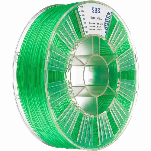 SBS пластик REC прозрачный зеленый 1,75 мм 0,75 кг