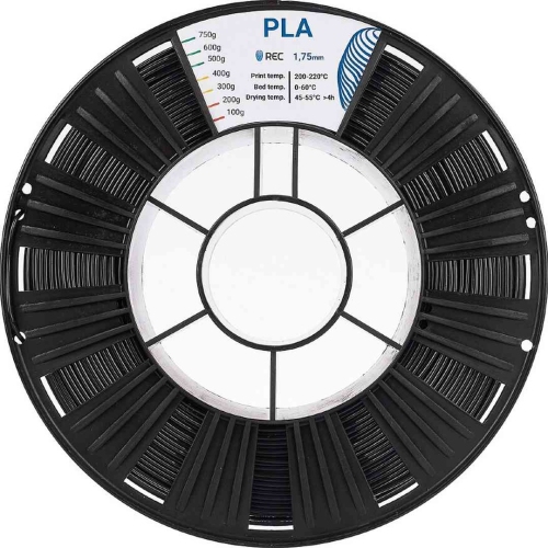 PLA пластик REC черный 2,85 мм 0,75 кг