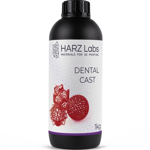 Dental Cast Cherry фотополимер HARZ Labs для 3D принтера зольность менее 0,1% высокая прочность 1 кг