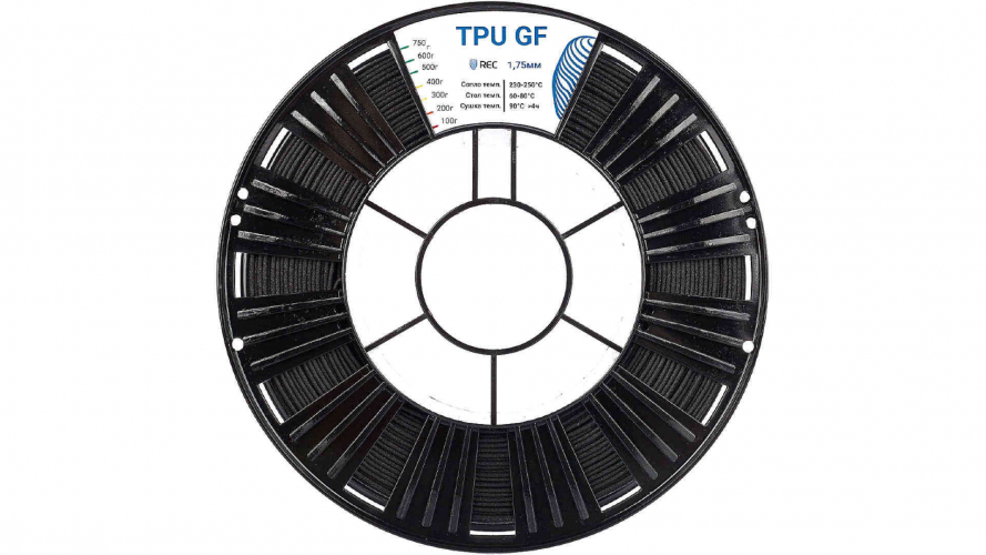 TPU GF пластик REC черный 1,75 мм 0,75 кг