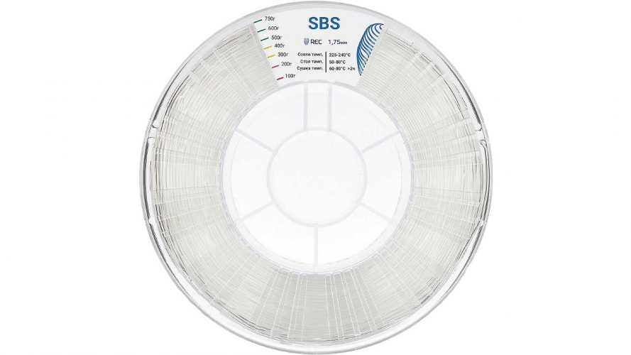 SBS пластик REC прозрачный 1,75 мм 0,75 кг