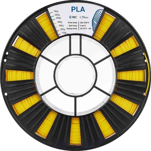 PLA пластик REC желтый для 3D принтера для печати декоративных и функциональных моделей 1,75 мм 0,75 кг