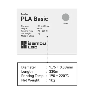 PLA Basic пластик Bambu Lab Black 1,75 мм 1 кг