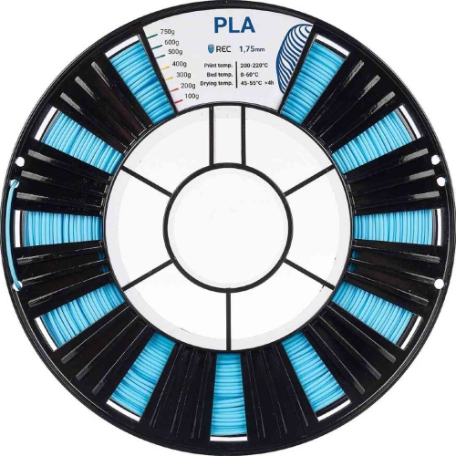 PLA пластик REC голубой для 3D принтера для печати декоративных и функциональных моделей 1,75 мм 0,75 кг
