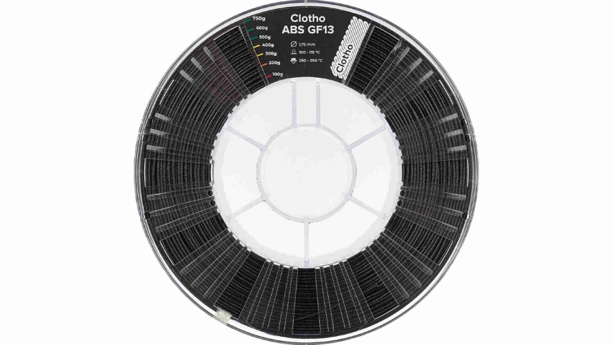 ABS GF-13 пластик Clotho Filaments Black 1,75 мм 0,75 кг