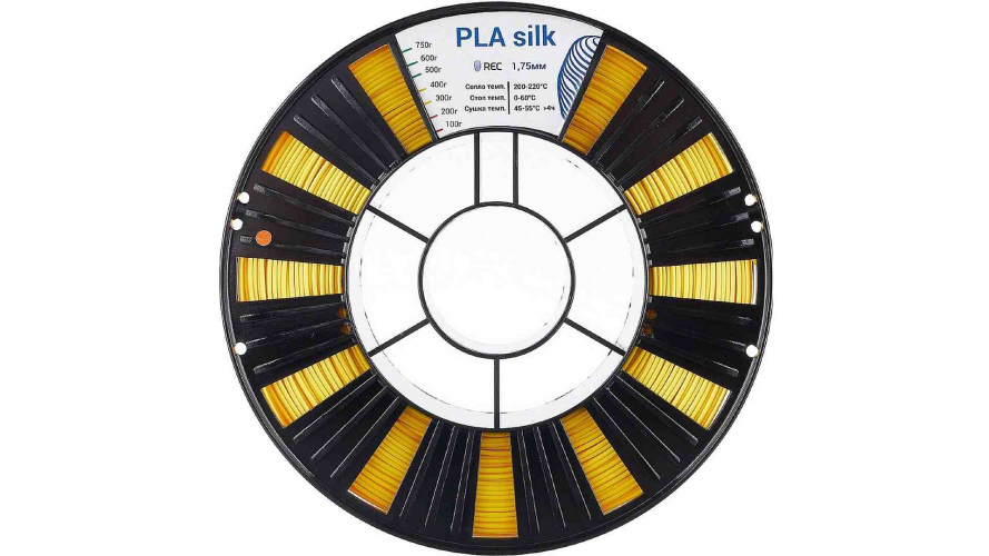 PLA Silk пластик REC золотистый 1,75 мм 0,75 кг
