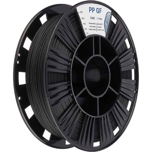 PP GF пластик REC — стеклонаполненный полипропилен для 3D-печати 1,75 мм 500 г (черный)