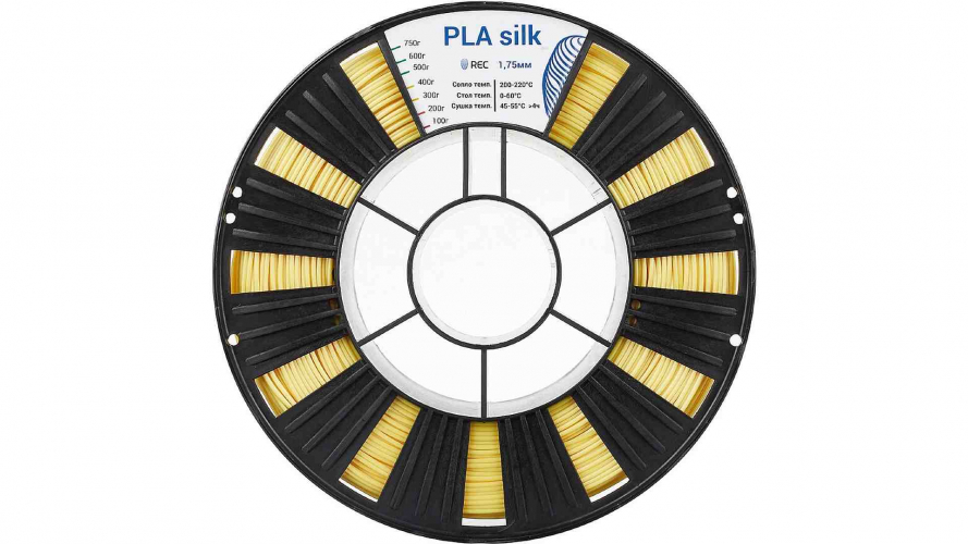 PLA Silk пластик REC золото светлое 1,75 мм 0,75 кг