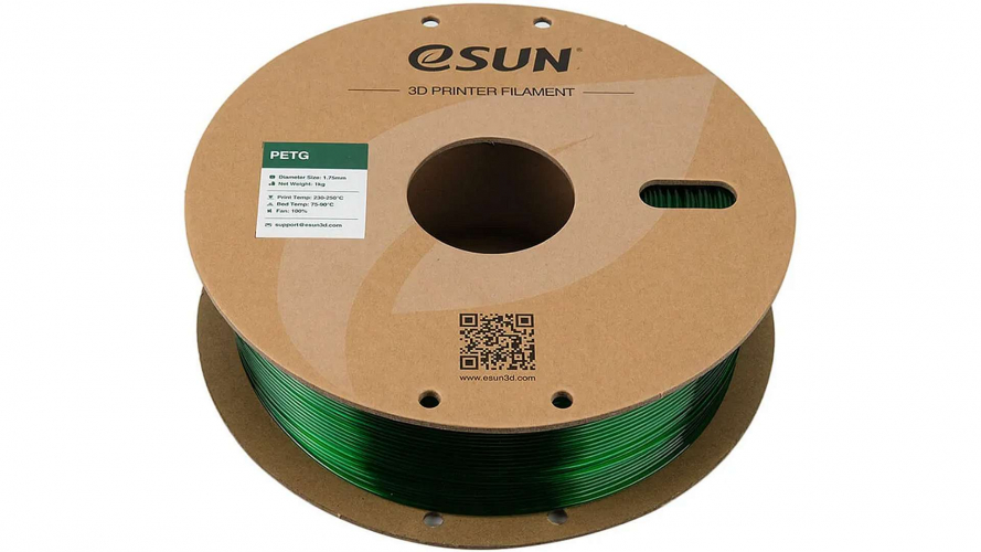 PETG пластик ESUN Translucent Green 1,75 мм 1 кг