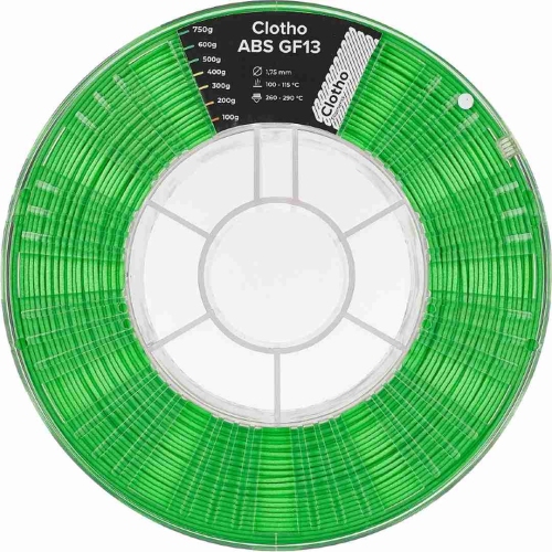 ABS GF-13 пластик Clotho Filaments Green 1,75 мм 0,75 кг