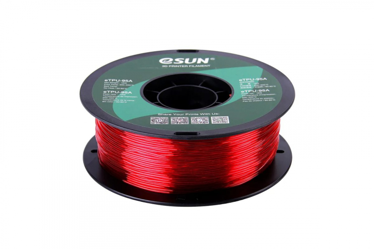 TPU-95A пластик ESUN Translucent Red 1,75 мм 1 кг