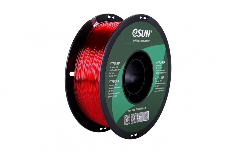 TPU-95A пластик ESUN Translucent Red 1,75 мм 1 кг