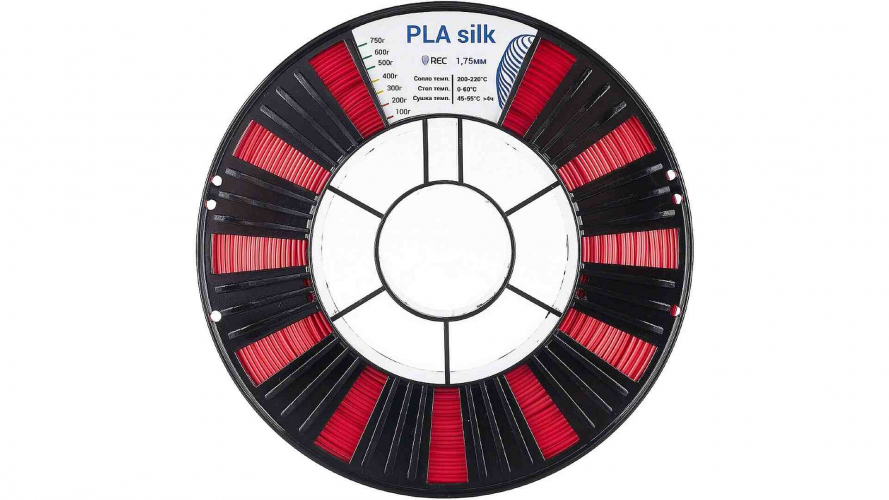 PLA Silk пластик REC красный 1,75 мм 0,75 кг