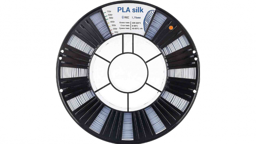 PLA Silk пластик REC серебристый 1,75 мм 0,75 кг