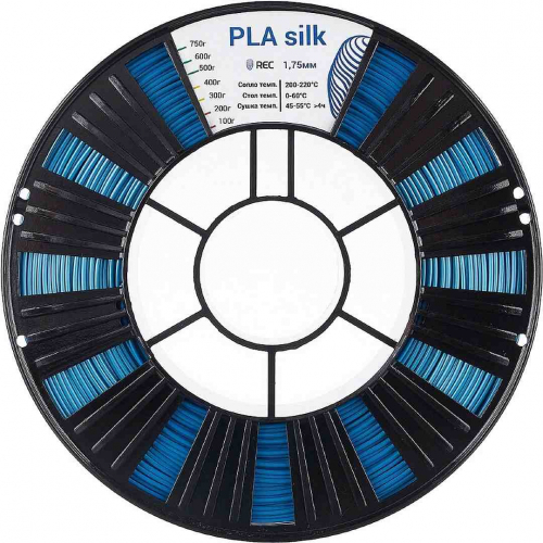 PLA Silk пластик REC синий 1,75 мм 0,75 кг