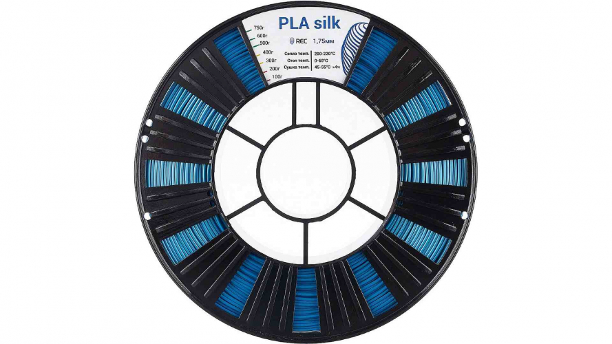 PLA Silk пластик REC синий 1,75 мм 0,75 кг