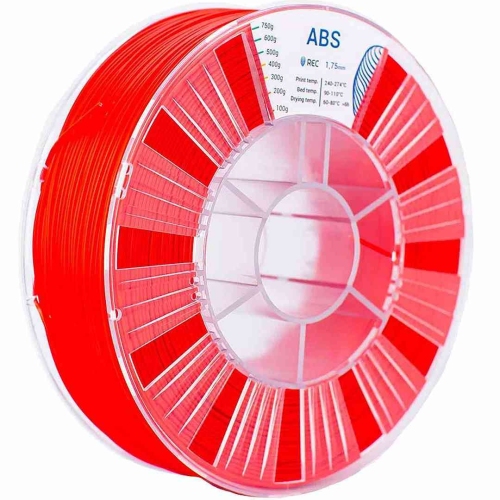 ABS пластик REC для 3D принтера красный обеспечивает высокую прочность моделей Отлично поддается механической обработке и покраске 1,75 мм 0,75 кг
