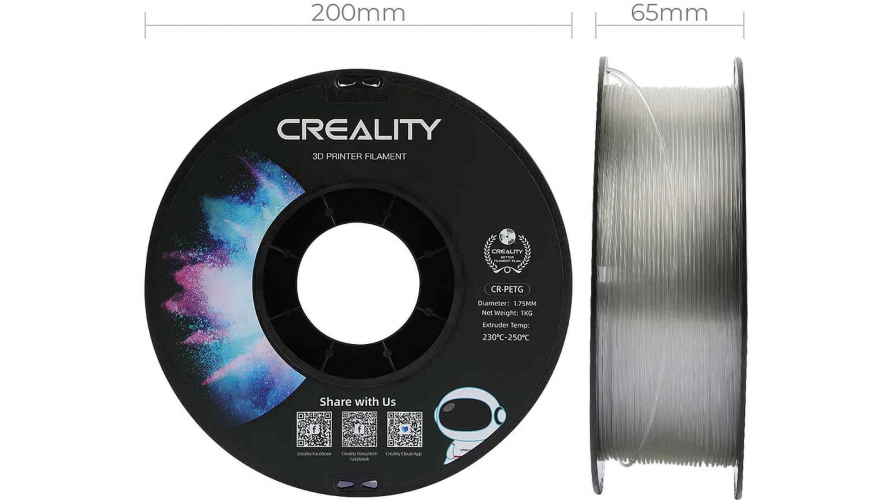 PETG CR series пластик Creality Transparent 1,75 мм 1 кг